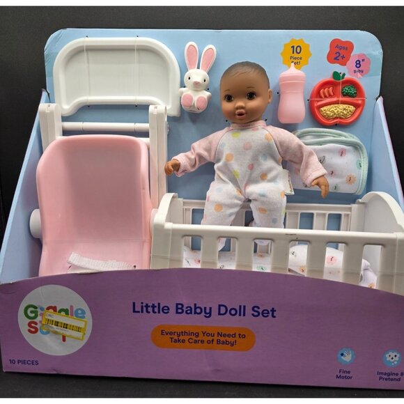 Little Baby Doll Set 10 Piece GiggleScape Ages 2+ 8" Baby - Picture 1 of 9